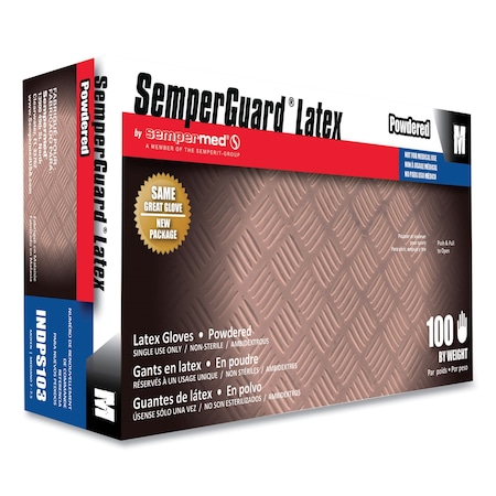 Semperguard SemperGuard, Disposable Gloves, 4 mil Palm, Latex, Powdered, M, 1000 PK, Cream INDPS103